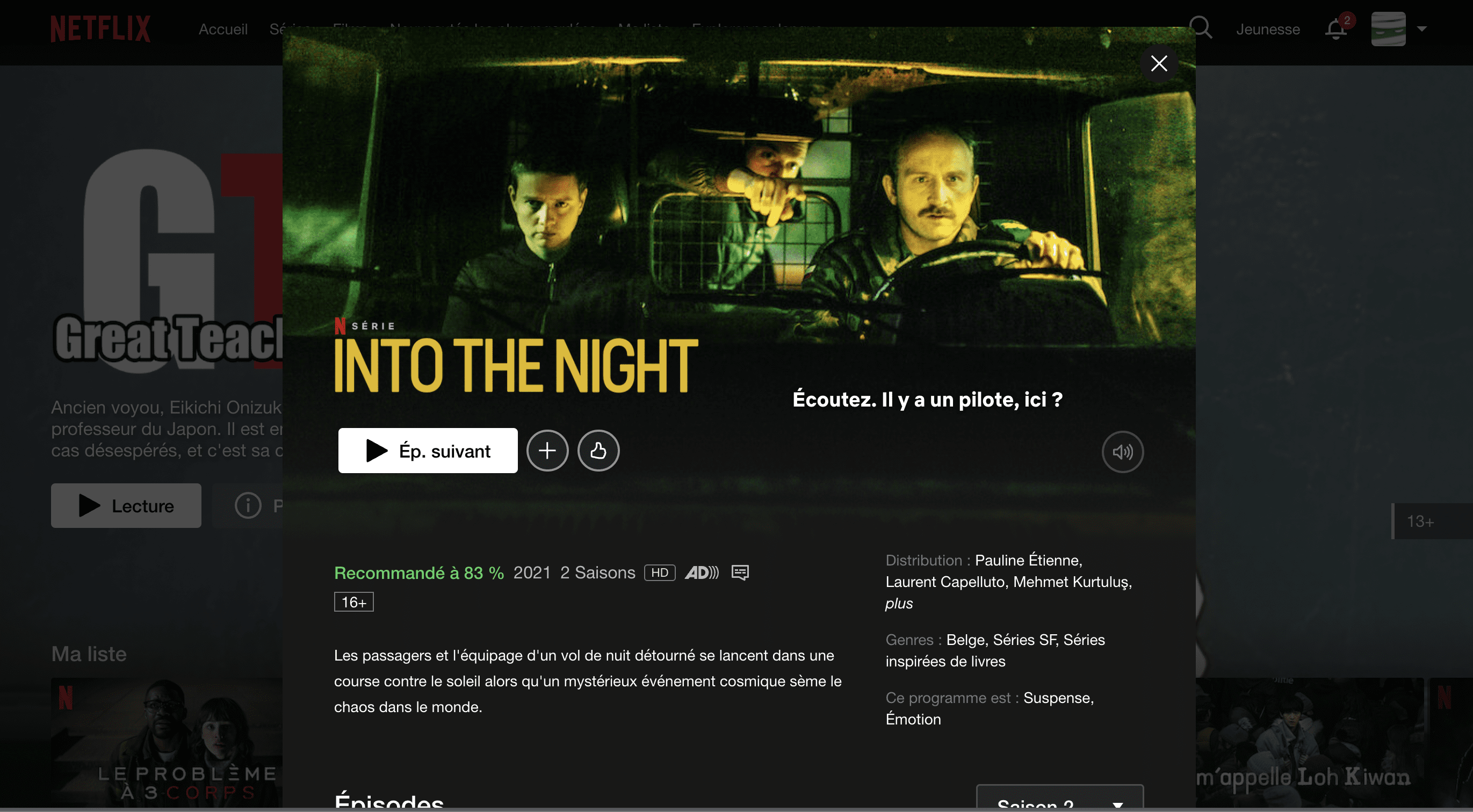 Si vous avez pas vu la série Into the Night elle disponible sur Netflix