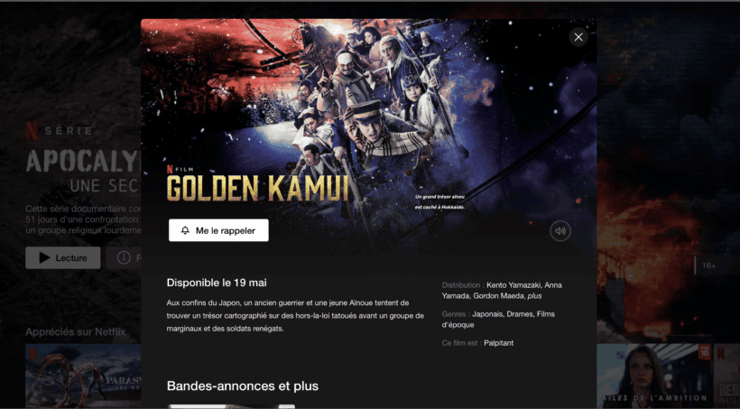 Golden Kamuy, le film live-action, annonce sa date de sortie sur Netflix France