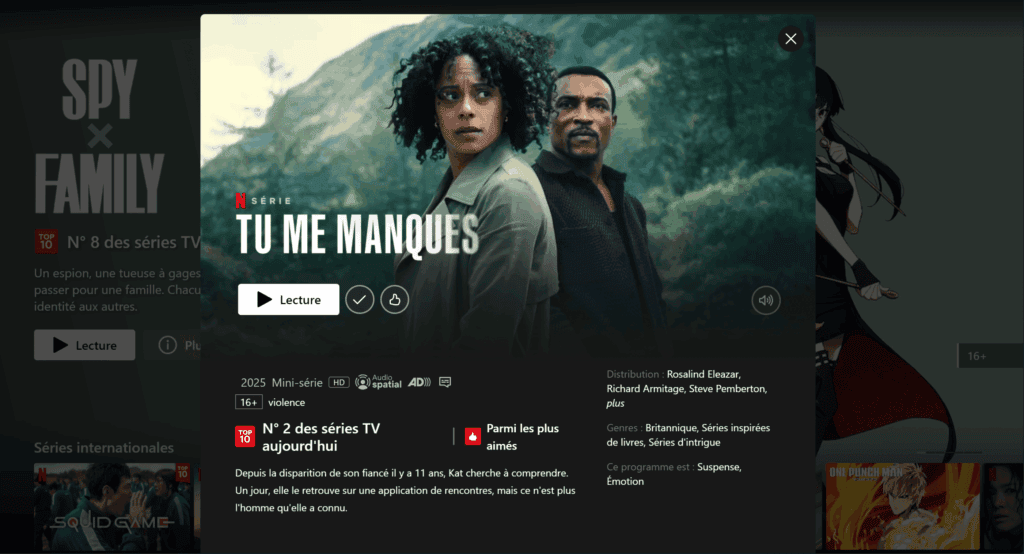 Tu me Manques sur Netflix : Une Mini-Série Thriller