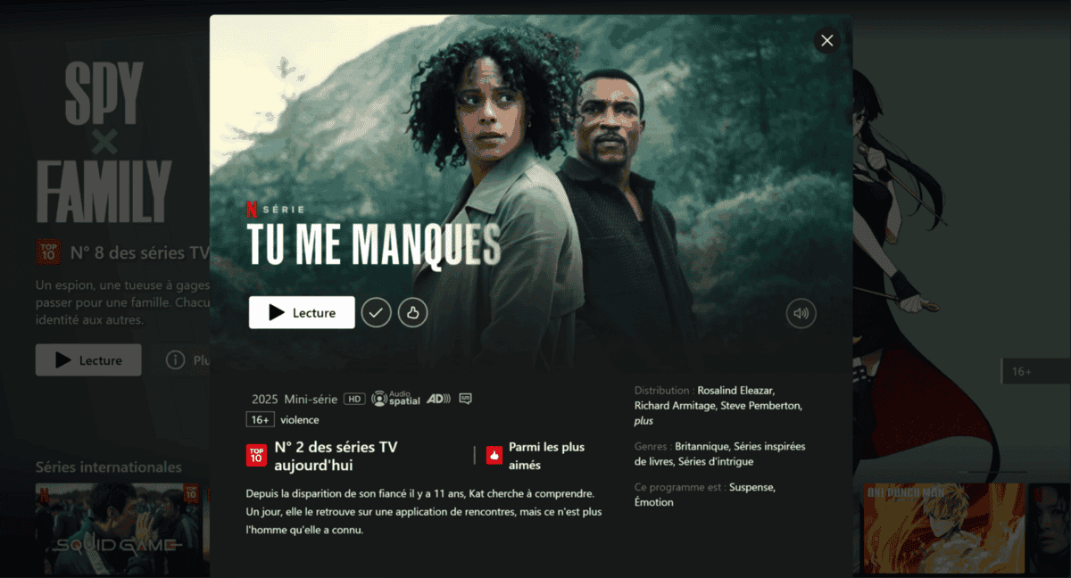 Tu me Manques sur Netflix : Une Mini-Série Thriller