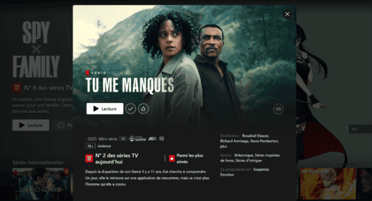 Tu me Manques sur Netflix : Une Mini-Série Thriller