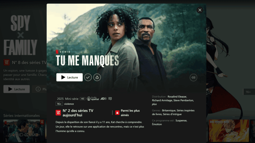 Tu me Manques sur Netflix : Une Mini-Série Thriller
