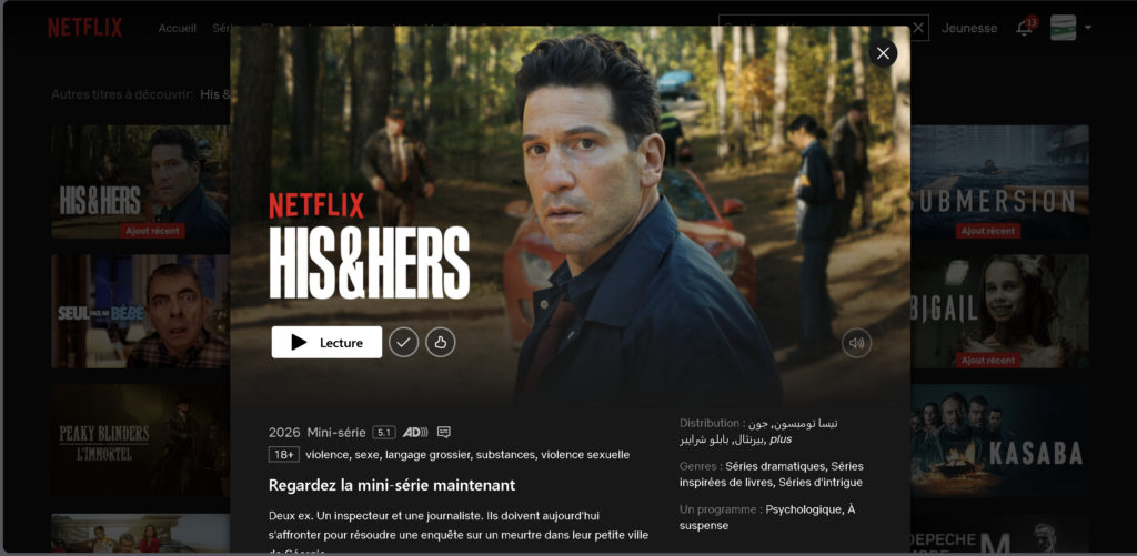 Quelle est l'histoire captivante de His and Hers sur Netflix ?